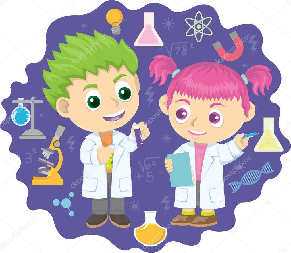 depositphotos 212244348 stock illustration set scientist laboratory